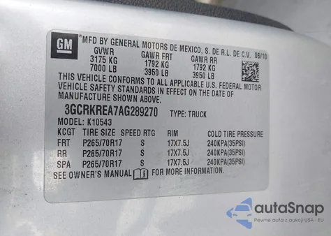 2010 Chevrolet Silverado 1500 Ls из США, поврежденный, VIN 3GCRKREA7AG289270